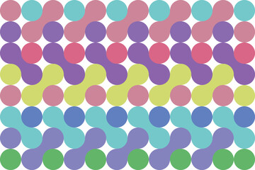 Seamless colorful geometric dot pattern with rounded shapes in pastel tones. Ideal for textiles, wallpapers, wrapping paper, and digital backgrounds. Fun, modern, and visually pleasing composition.