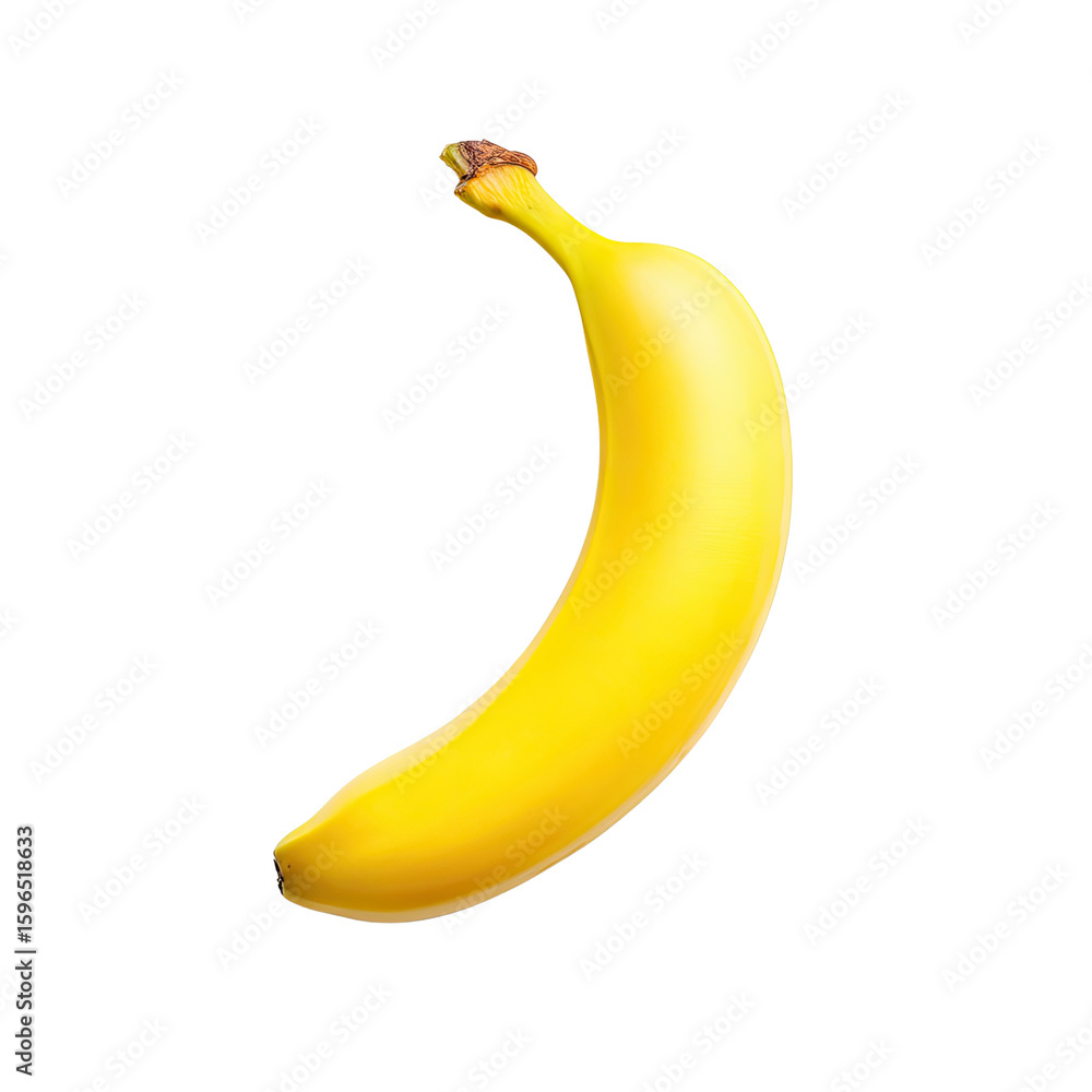 Poster fresh yellow banana isolated on a white background with a smooth structure and vibrant color, perfec