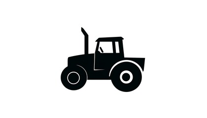 Fototapeta premium Simple Black Tractor Silhouette Icon on White Background Representing Agricultural Machinery and Farming Concept