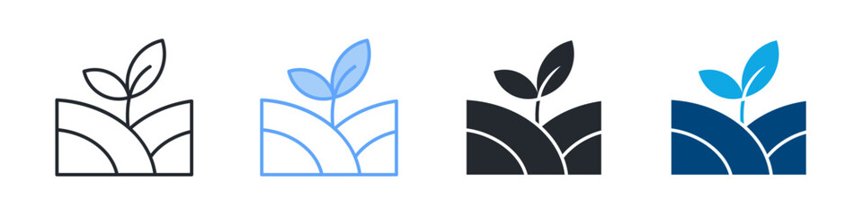 Crop Field Icon Set Multiple Style. Designed In Outline, Blue, Glyph, Dual Tone