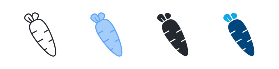 Carrot Icon Set Multiple Style. Designed In Outline, Blue, Glyph, Dual Tone