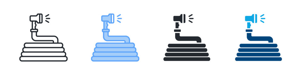 Fototapeta premium Garden Hose Icon Set Multiple Style. Designed In Outline, Blue, Glyph, Dual Tone