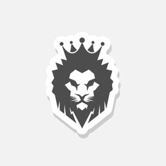 Obraz premium Lion head crown icon sticker isolated on gray background
