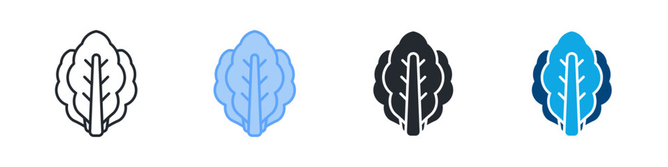 Lettuce Icon Set Multiple Style. Designed In Outline, Blue, Glyph, Dual Tone