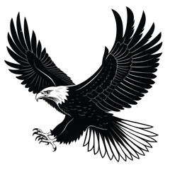 Obraz premium Eagle Soaring with Wings Spread Silhouette