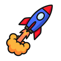 Rocket launch features a majestic rocket launching into space. Perfect for science and technology visuals, innovation concepts, or futuristic designs.