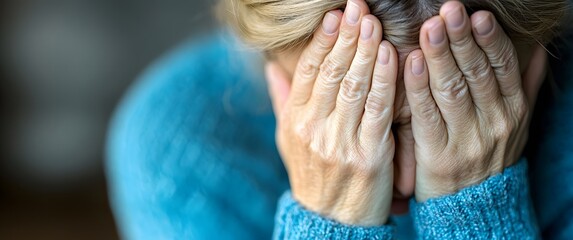 Elderly Woman Hiding Face in
