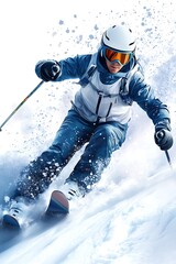 Downhill Slalom Skier in Motion: Dynamic Winter Sports Action