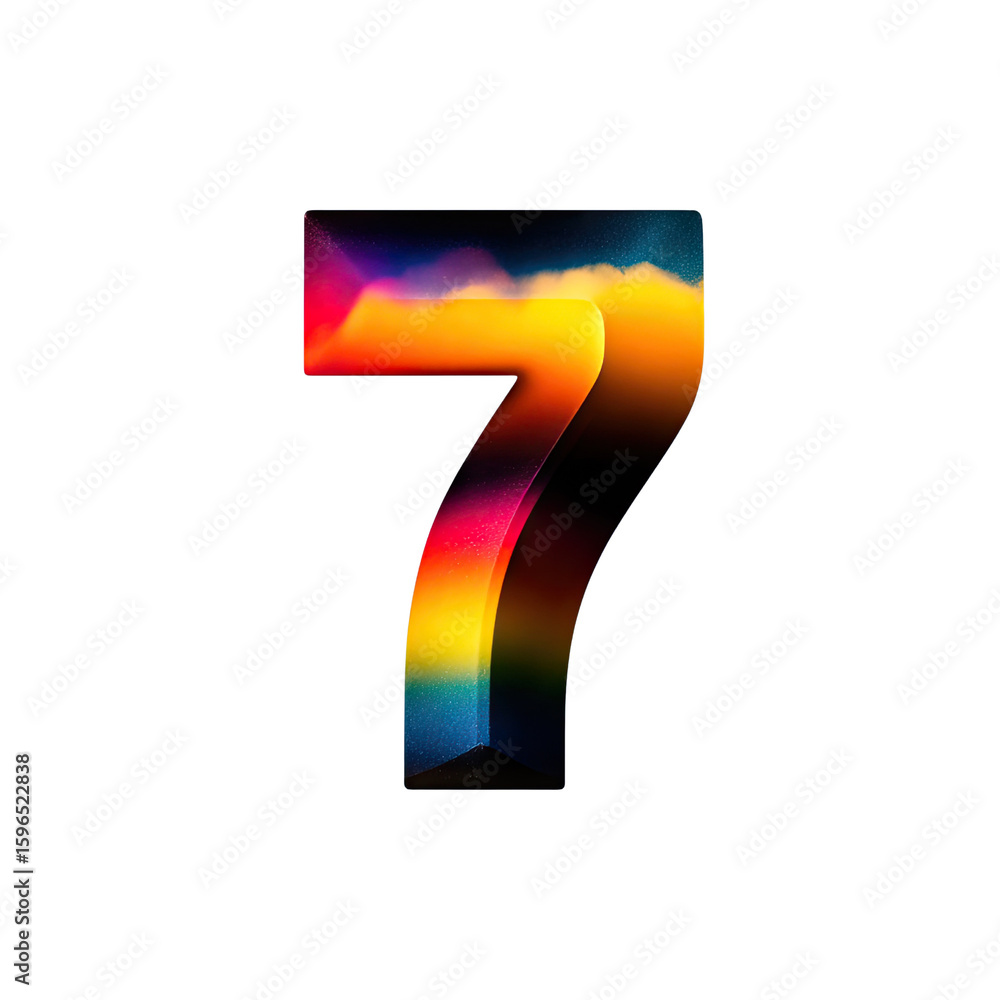 Poster vibrant artistic number seven with colorful gradient design for modern graphics and creative project