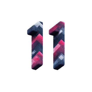 Vibrant Two-Digit Number 11 with a Textured Design on a White Background