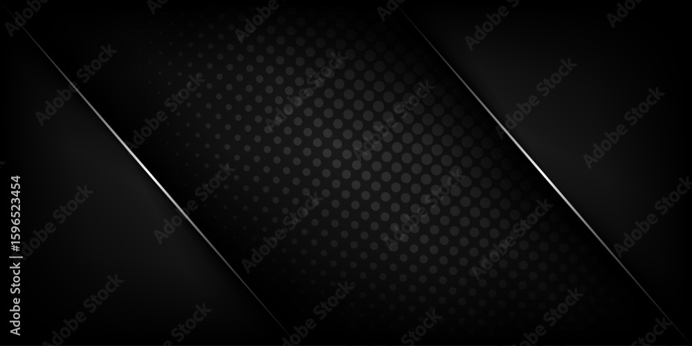 Wall mural abstract metallic silver shiny color, black frame with dots. modern tech design vector template back