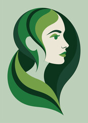 Green Abstract Portrait Vector