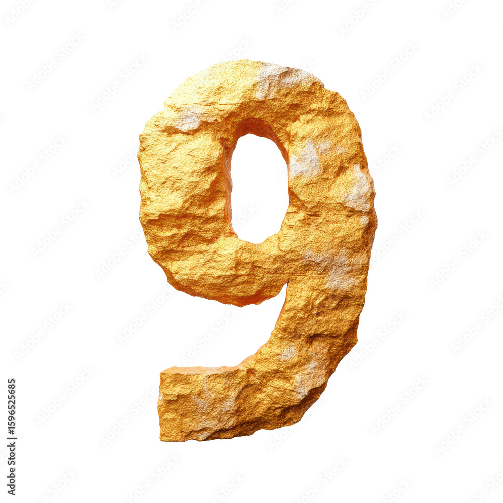 Aufkleber textured and colorful 3d number nine with rough surface perfect for creative design and digital proj