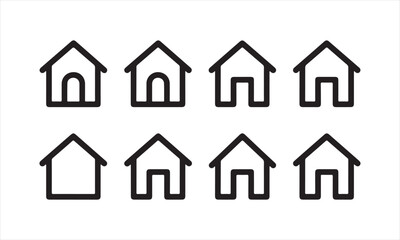 Minimalist House Icons Set – Real Estate Line Art Collection