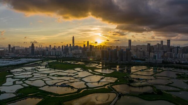 Shenzhen City and Ma Tso Lung Fish Ponds