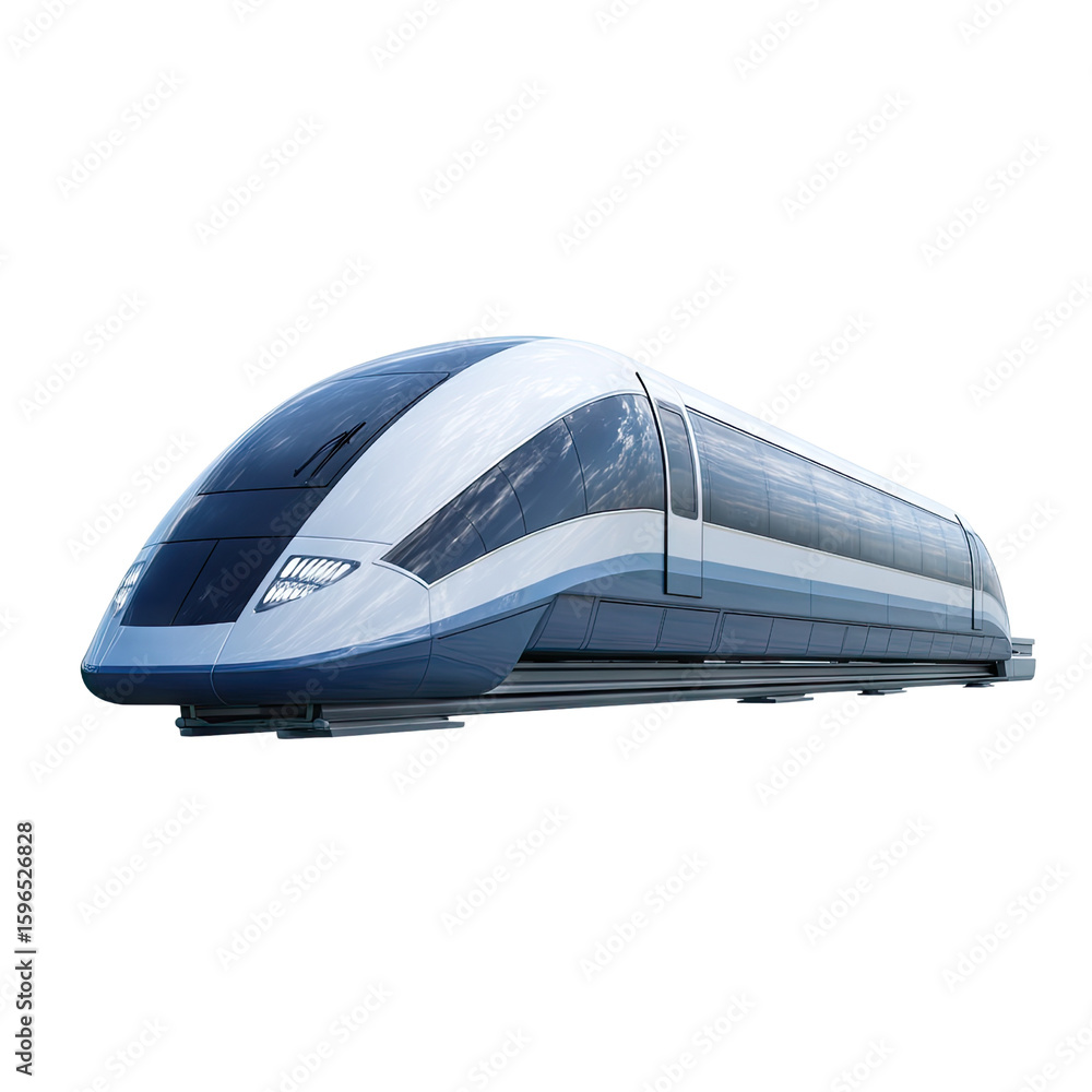 Poster modern high-speed train with sleek design and advanced technology on isolated background