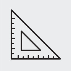 Set of an Stationary Triangle Ruler icon with outline style