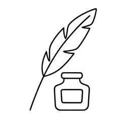 Vintage Quill and Ink Bottle Icon