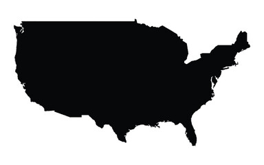 USA Map Black Silhouette. US map. United States of America. Black Map icon.
