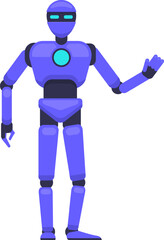 Humanoid robot standing and gesturing with its hand, effectively illustrating concepts of artificial intelligence and communication, embodying futuristic technology and innovation