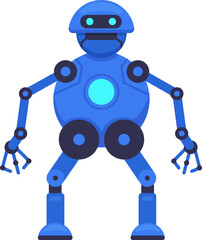 Friendly blue robot standing with arms outstretched, artificial intelligence concept, futuristic design, automation and robotics technology