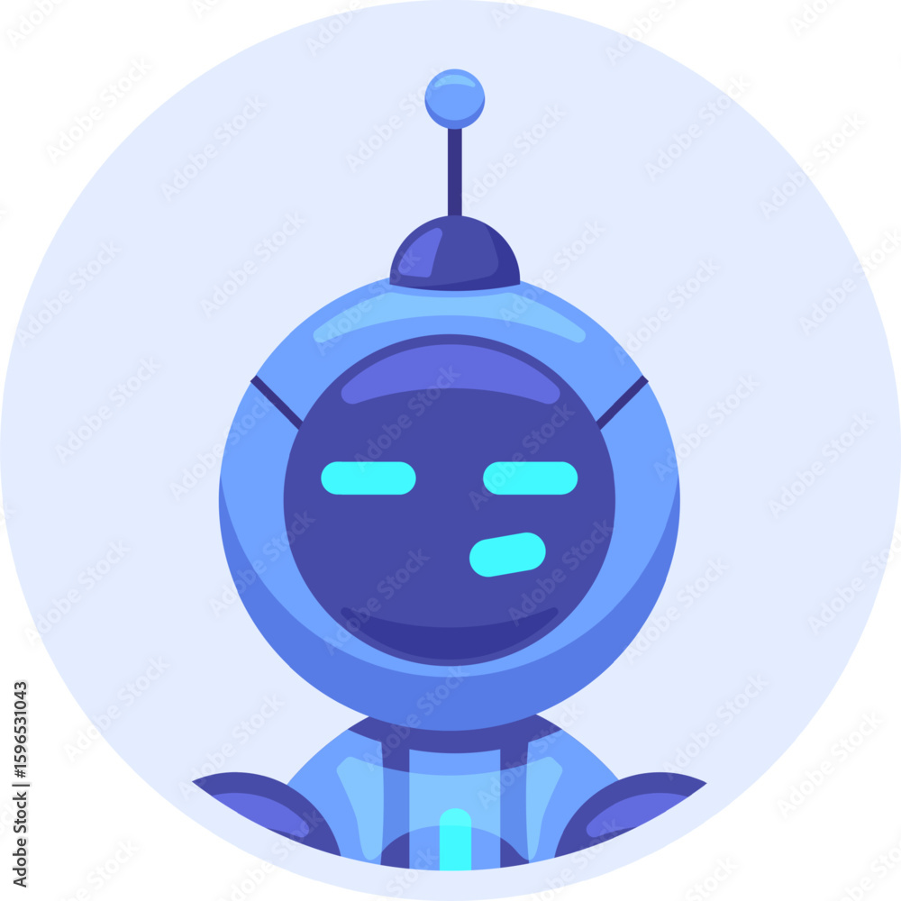 Poster funny cartoon robot displaying a confused and skeptical expression, perfectly capturing themes of te