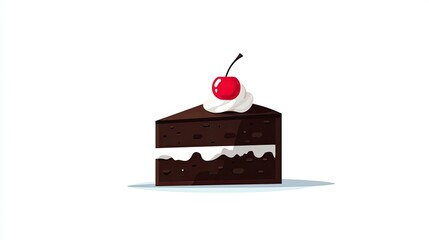 Pixel Art Chocolate Cake Slice with Cherry and Cream