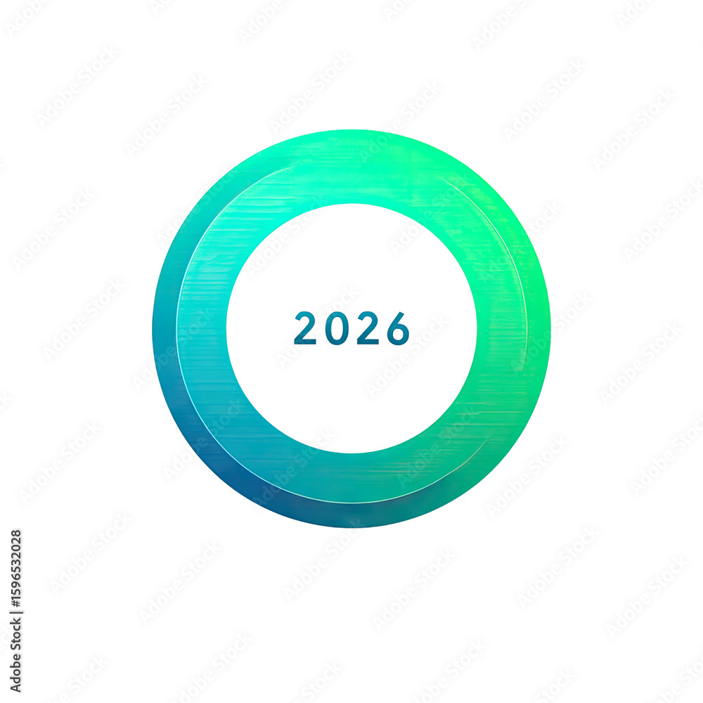 Aufkleber abstract modern design featuring a circular shape with a vibrant gradient and the number 2026 in the