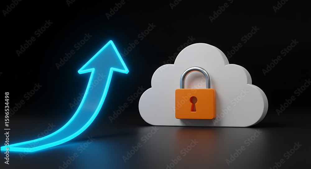 Poster cloud security ascension: a conceptual depiction of cloud data protection with an upward-pointing ar