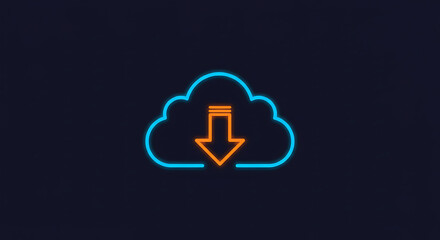 Fototapeta premium Digital Download Concept: A striking graphic of a stylized cloud with an arrow indicating a download, symbolizing the ease of accessing digital content