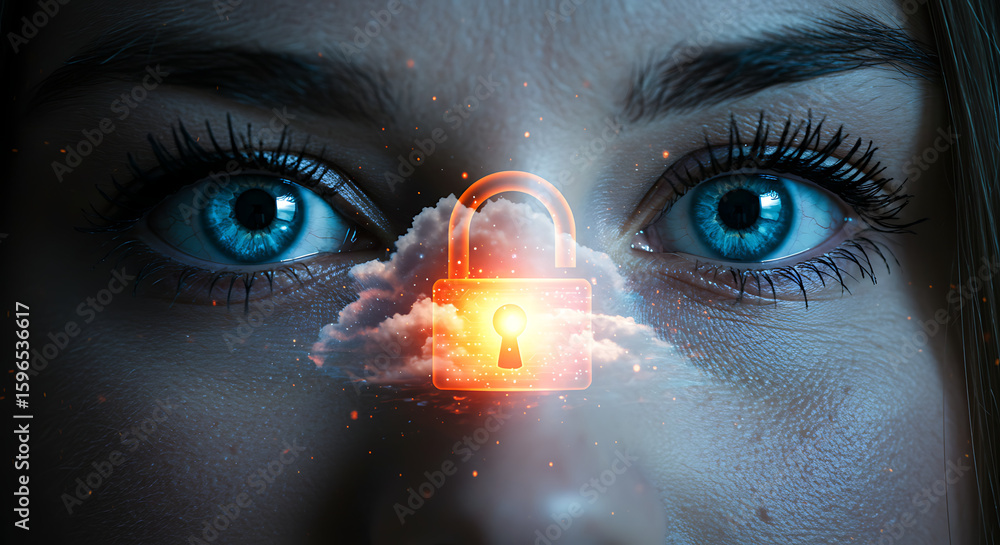 Aufkleber cyber security and digital protection: a striking visual depicting digital security and cloud comput