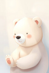 Obraz premium Cute cartoon teddy bear sitting against a soft pastel background in a cozy atmosphere perfect for children's room decor