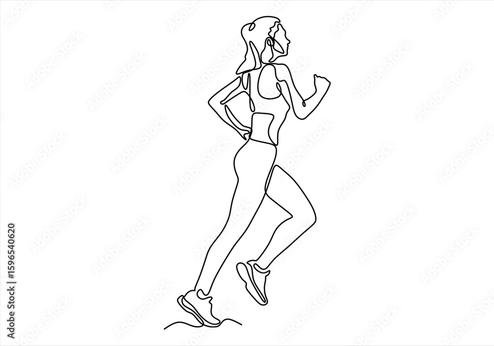 Poster woman running continuous line. line icon-continuous line drawing. editable stroke.
