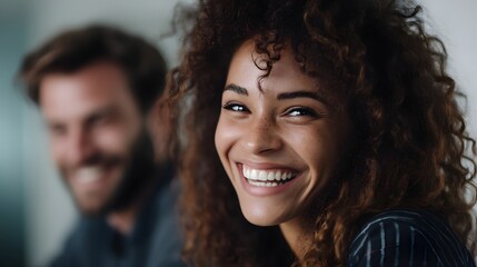Coworkers celebrating successful social media analytics