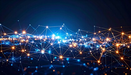 Abstract network of glowing points and lines