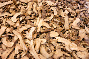 Close-up of Dried Mushroom Slices