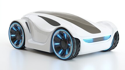 Futuristic White Concept Car with Blue Lights