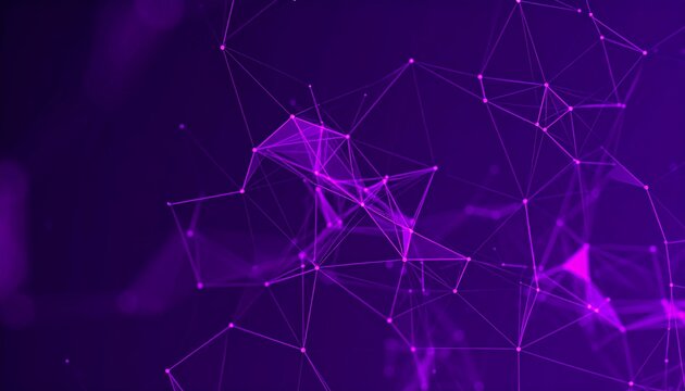 Abstract network of purple lines and dots
