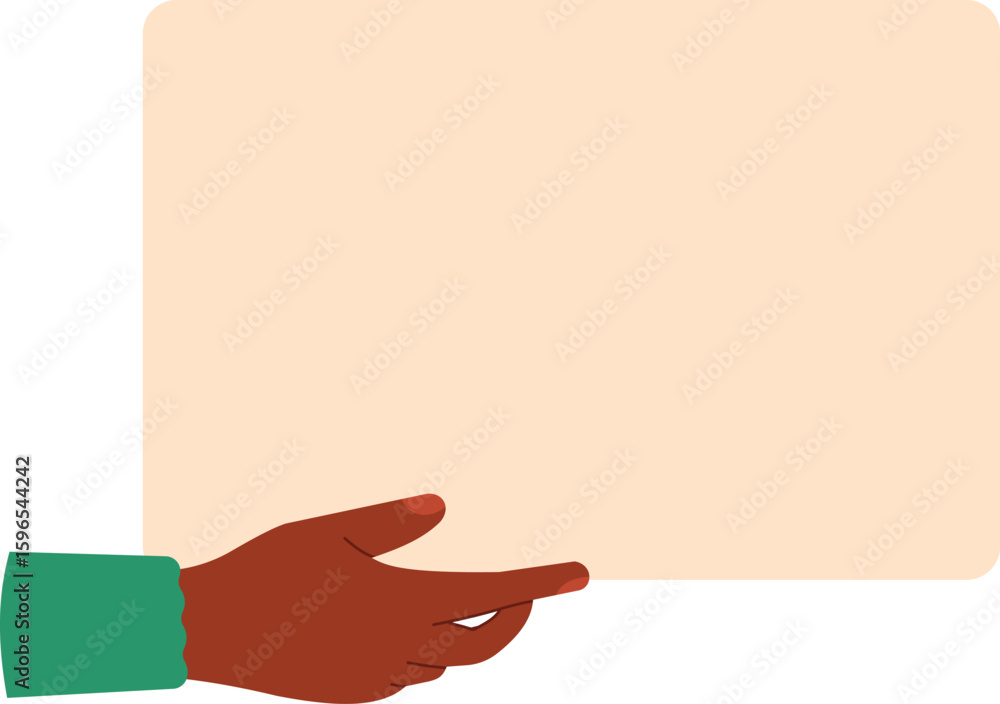 Poster person holding a blank rounded corner paper sheet with copy space, ideal for adding text or graphics