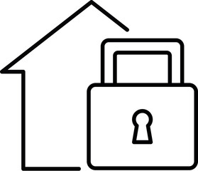 House and Lock Thin Line Icon for Web Sites, Books, Cards, Apps