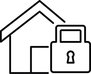 Thin Icon of House and Lock for Graphics, Concept, Apps