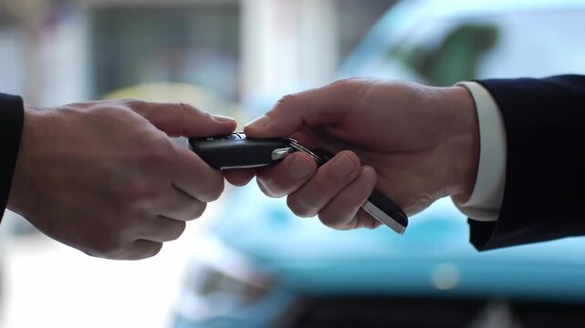 Car key handover: business deal and trust in action - Powered by Adobe