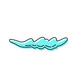 Aqua Blue Cloud Outline Cartoon Graphic Illustration