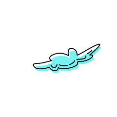 Aqua Blue Cloud Outline Cartoon Graphic Illustration