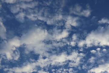 Fototapeta premium A beautiful day, blue sky filled with fluffy clouds, creating a serene and peaceful atmosphere, a