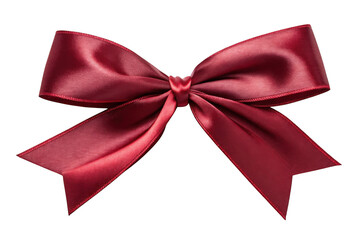 Naklejka premium Elegant deep red satin ribbon bow isolated on transparent background