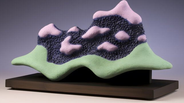 Deep Purple and Lavender Bionmorph Sculpture on Mint Green