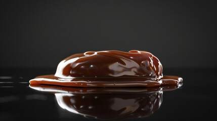 Isolated Dybfrost on black background, highlighting the rich color and glossy texture of caramel sauce