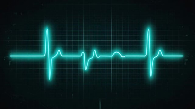 Looping Heartbeat Pulse Animation on Digital Medical Monitor