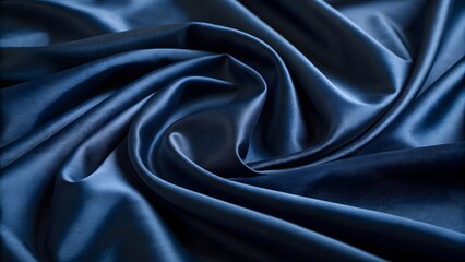 Obraz premium Close up of luxurious deep blue satin fabric with elegant folds and soft light reflections